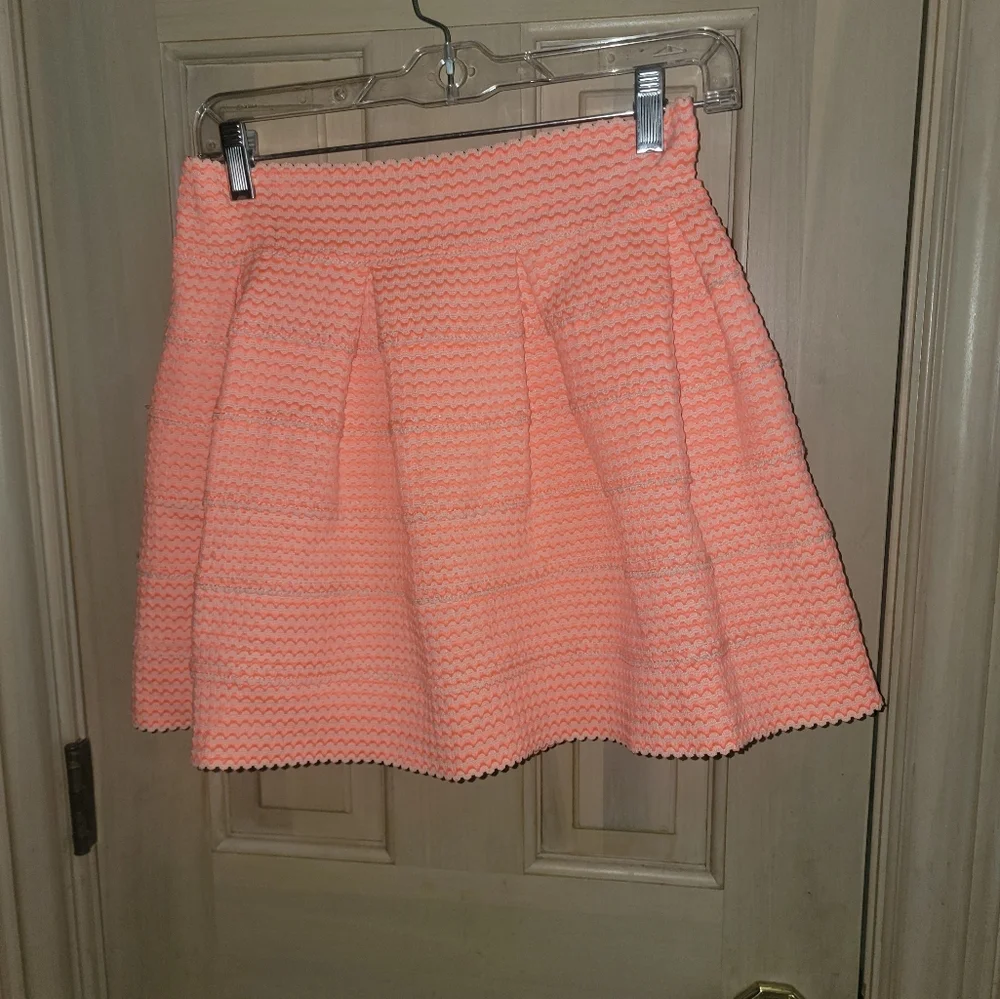 Misses sz M Blue Tique Neon Orange Rik Rak design Mini skirt - Picture 8 of 9